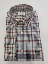 camisa de cuadros granates con bolsillo hattrick